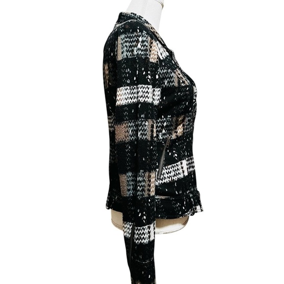 FREE PEOPLE WOMEN’S MOTTO JACKET SIZE 6 BLACK WITH TAN & GREEN - Picture 5 of 10